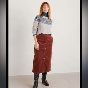 Vintage brown midi skirt with belt size 16 06-41